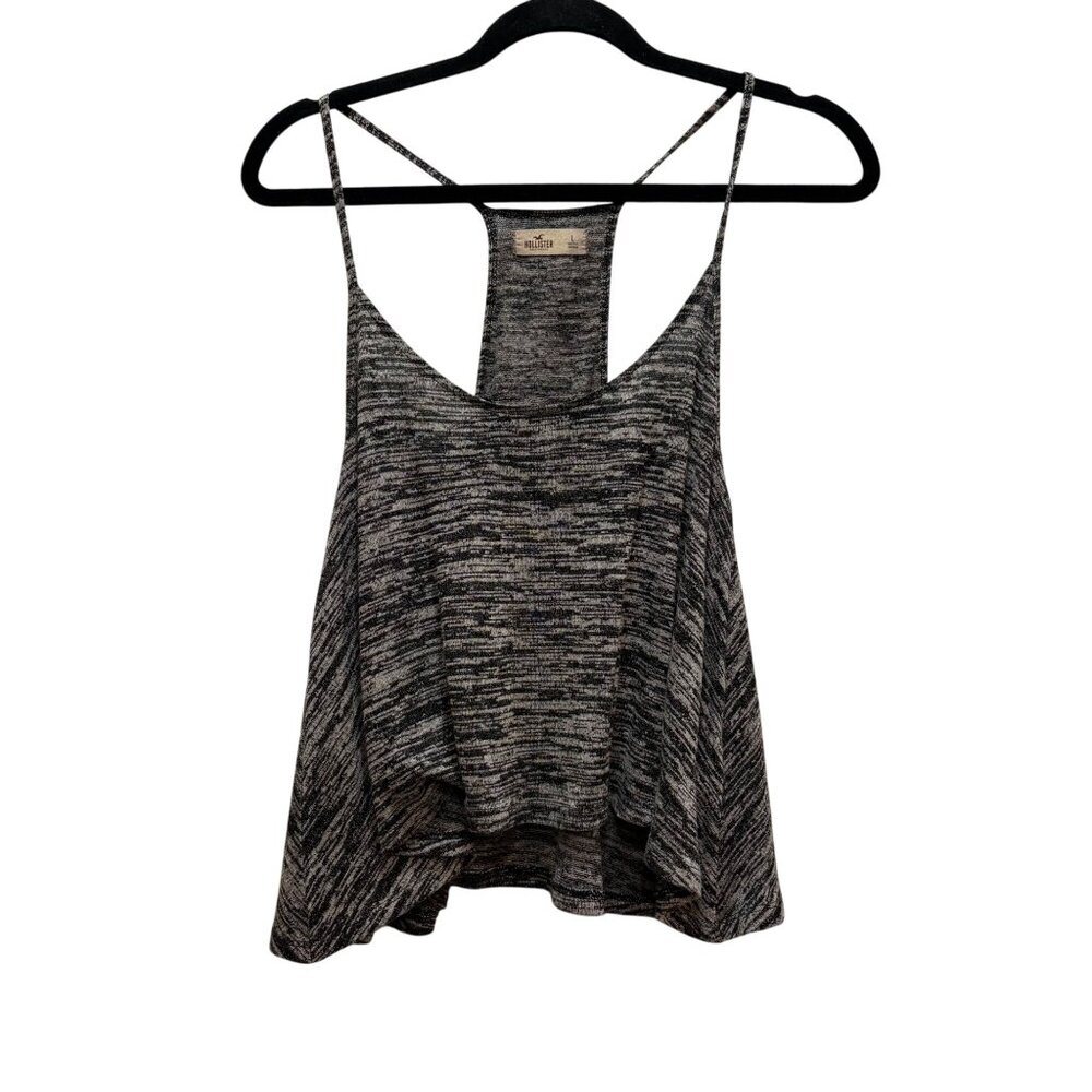 VTG Hollister Womens Sleeveless Racerback Knit‎ Tank Top L Gray/Black California